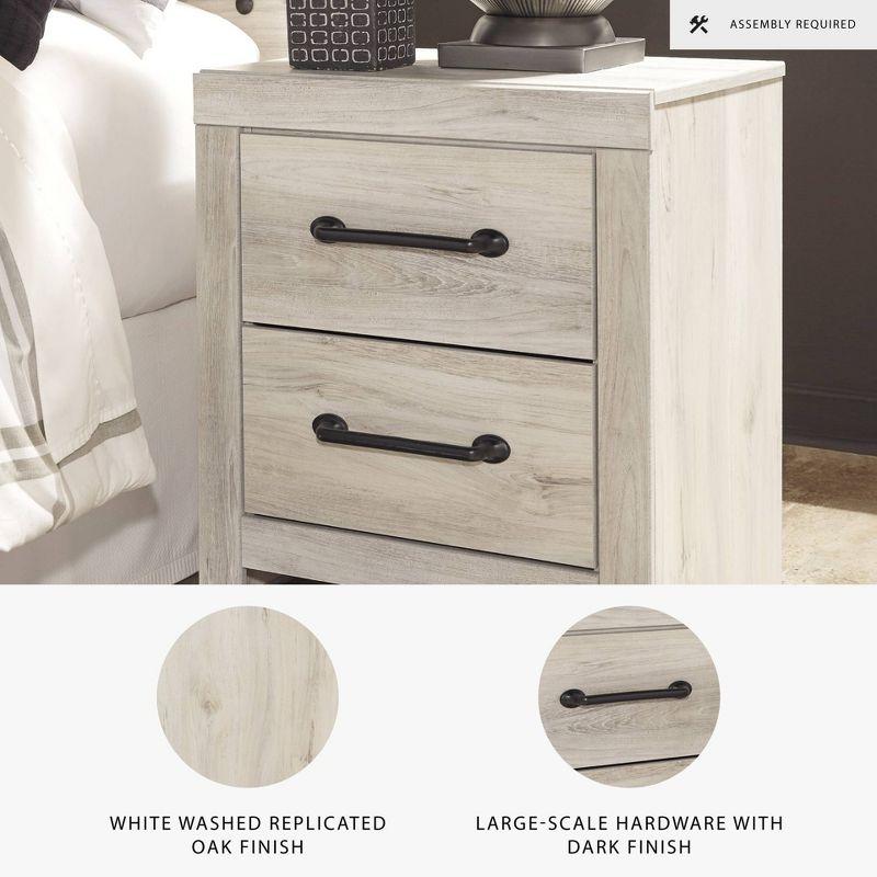 Cambeck Nightstand White - Signature Design by Ashley: Industrial Style Bedside Table with USB Ports & Storage