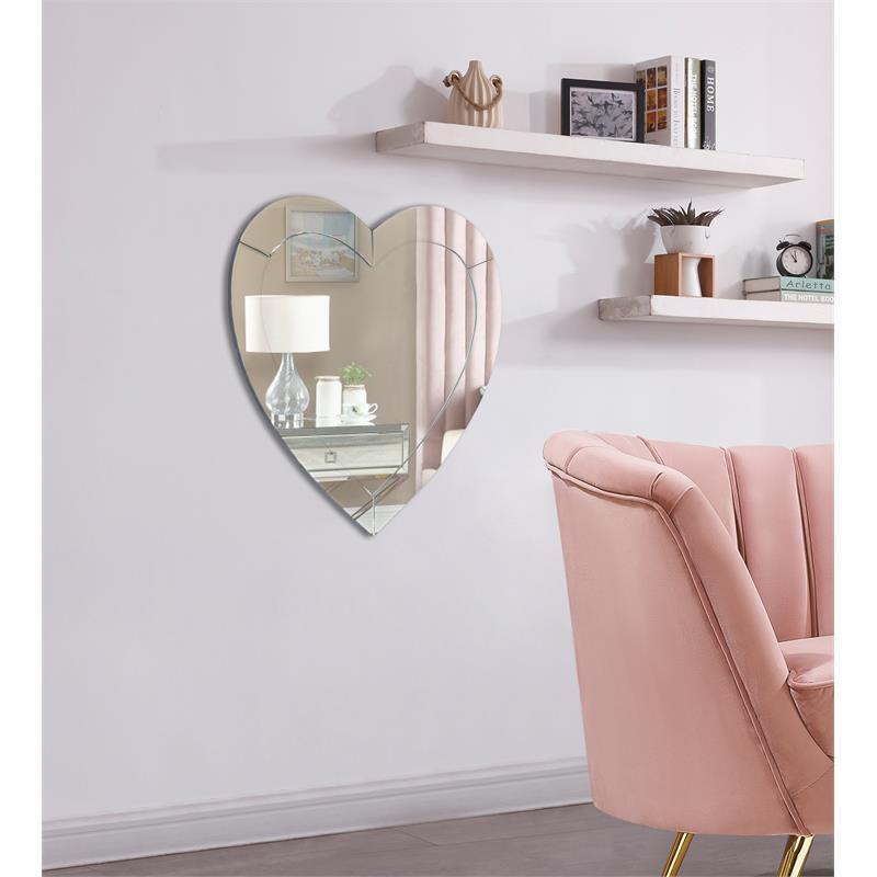 Heart Shaped Mirrored Contemporary Bathroom Wall Mirror