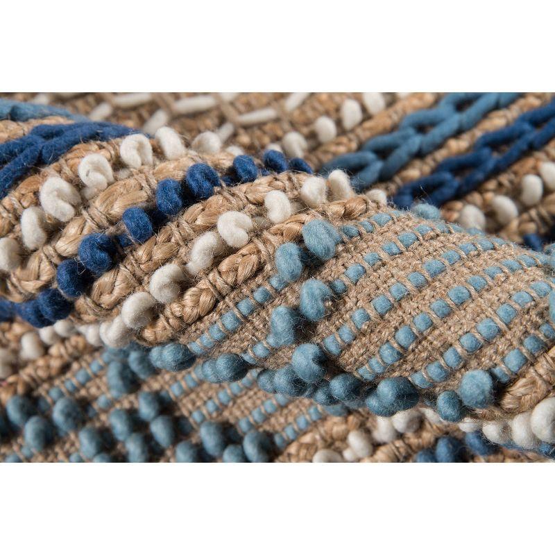 Momeni 5'x7' Esme Joel Striped Handwoven Area Rug Blue: Geometric Pattern, Wool & Jute, Low Pile, Indoor Use