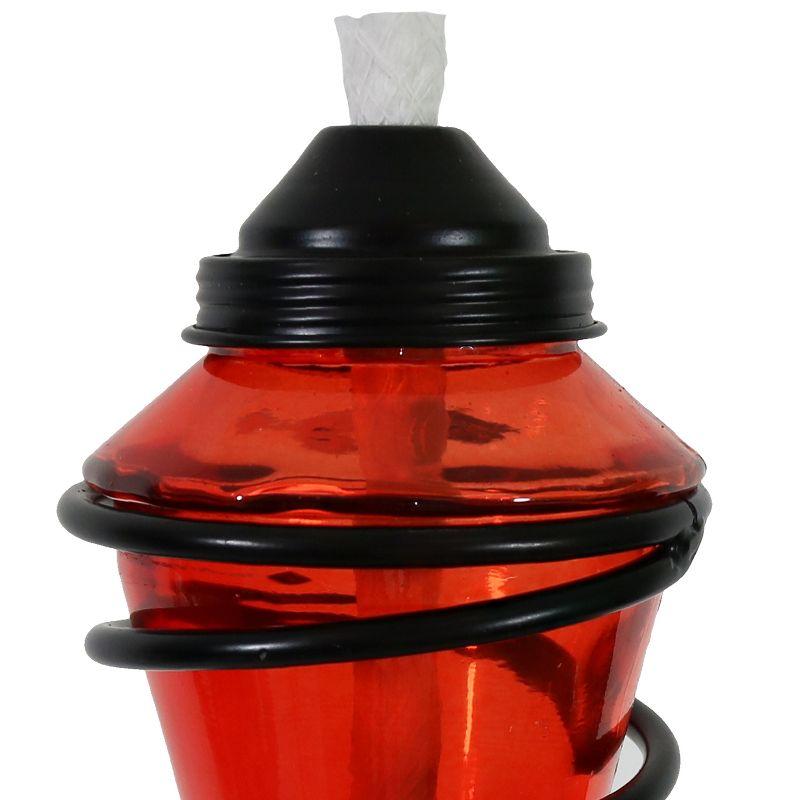 Sunnydaze Outdoor Adjustable Height Glass and Metal Swirl Patio and Lawn Torch Set - Red - 2pk