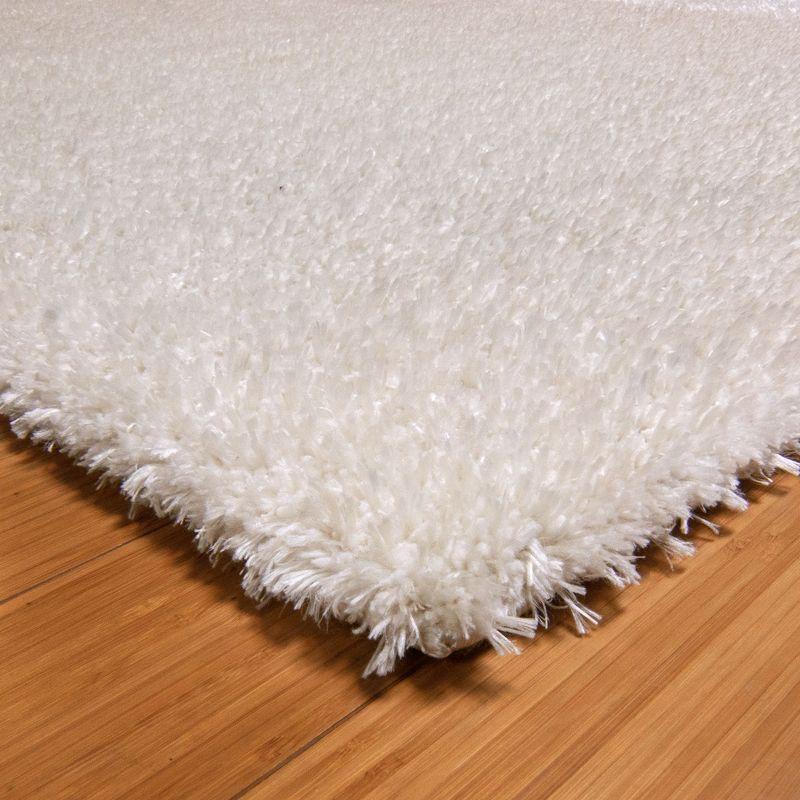 Ivory Tufted Shag Synthetic Easy Care Area Rug 31" x 72"