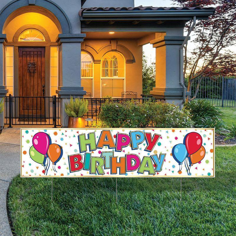 Beistle Plastic Jumbo Happy Birthday Yard Sign, 11.75" x 3' 11", (1/Pkg) Multicolored
