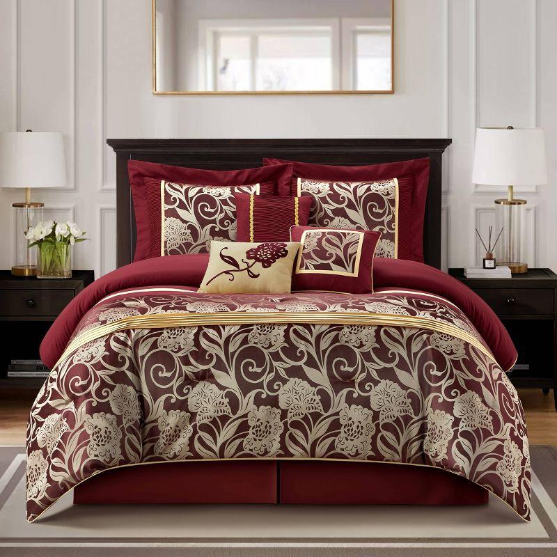 Nanshing America, Inc Fennville Black/Gold/Beige Microfiber 7 Piece Comforter Set