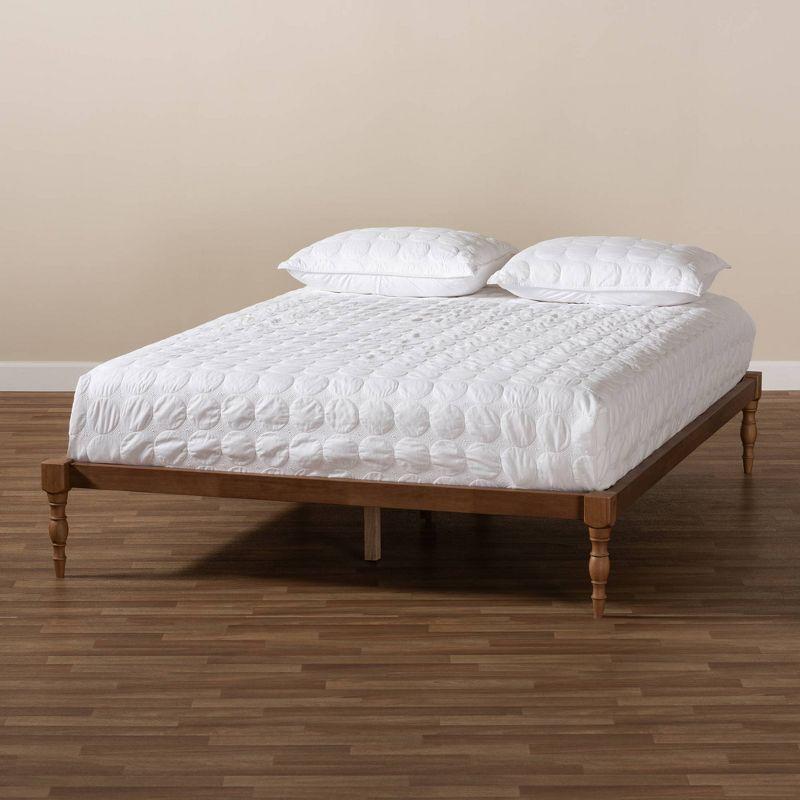 Full Iseline Finished Wood Platform Bed Frame Brown - Baxton Studio: Solid Rubberwood, No Box Spring Required