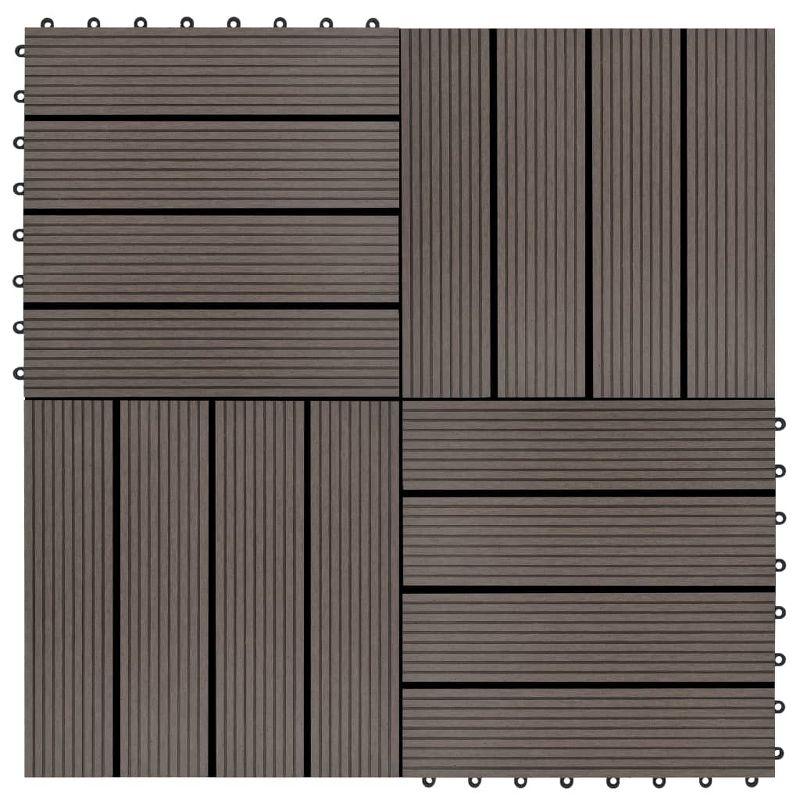 VidaXL 11 Pieces Decking Tiles WPC 11.8" x 11.8" 1 Sqm