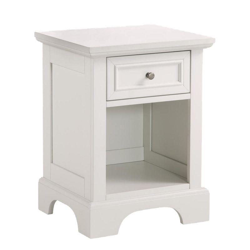 Naples White Mahogany Nightstand with Open Storage Space