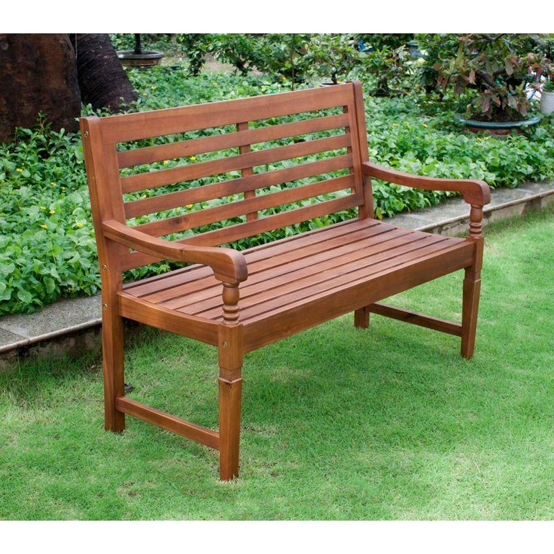 Nantucket Garden Bench - Merry Products: Acacia Hardwood, Contoured Comfort, Water-Resistant, 500lb Capacity