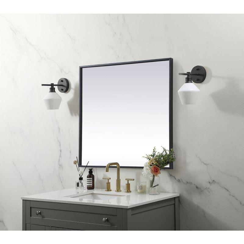 Elegant Lighting Metal Frame Square Mirror 24 inch in Black