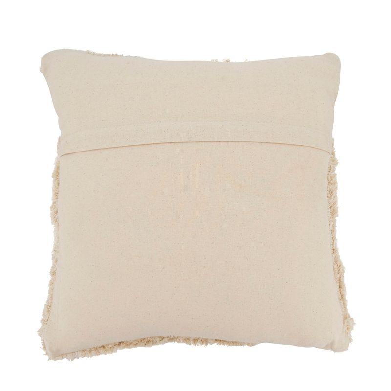 Beige Cotton Tufted Geometric Throw Pillow Cover, 20"x20"