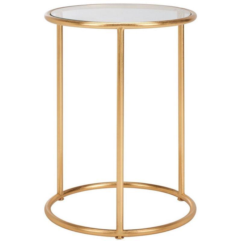 Transitional 15'' Gold Metal & Glass Round Mirrored Accent Table