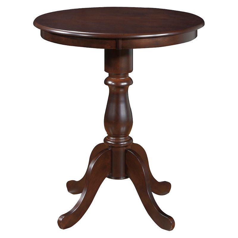 Carolina Living 30" Salem Round Pedestal Bar Table Espresso: MDF, Rubberwood, for 2