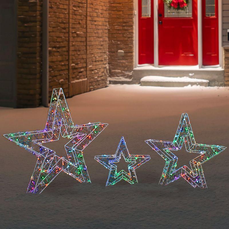 Northlight Seasonal Set of 3 LED Lighted Color Changing Stars Outdoor Christmas Decorations 23"