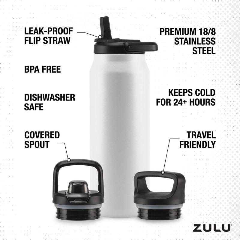 Zulu Base 40oz Stainless Steel Water Bottle - White