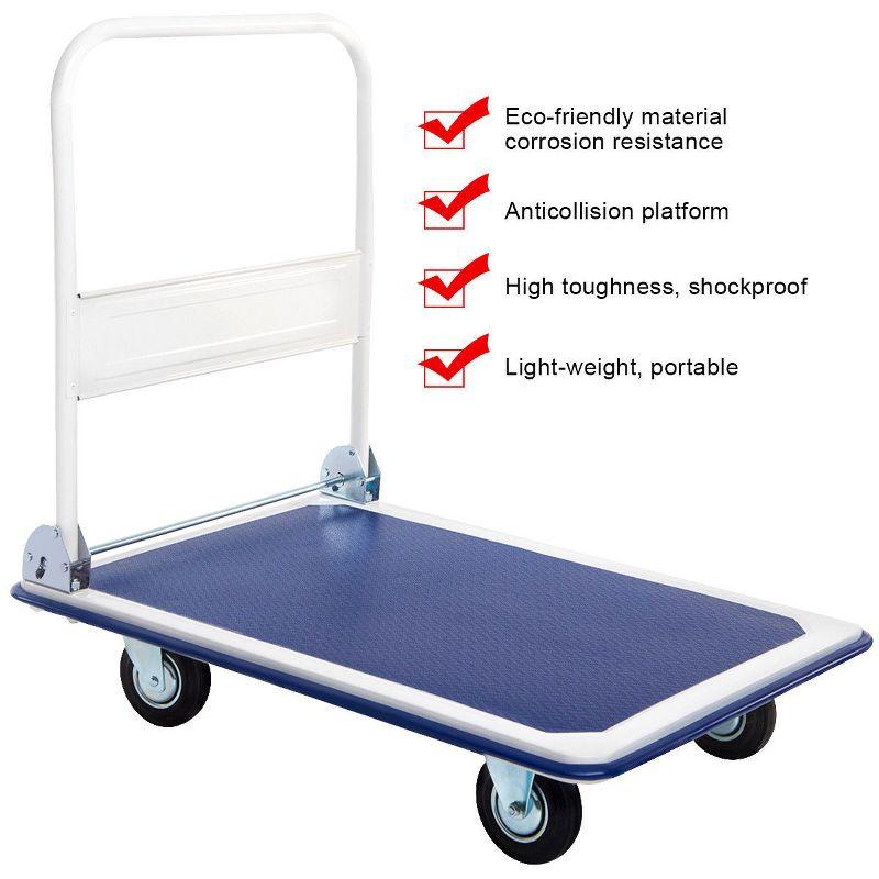 Costway 660lbs Platform Cart Dolly Folding Foldable Moving Warehouse Push Hand Truck