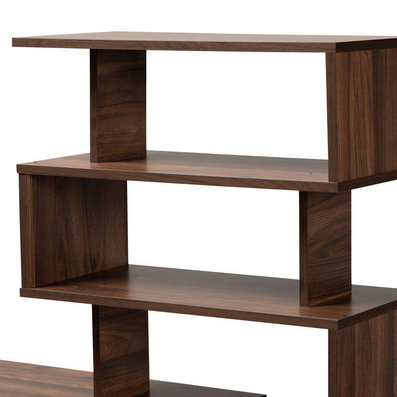 Foster Wood Storage Desk with Shelves Walnut/Brown - Baxton Studio