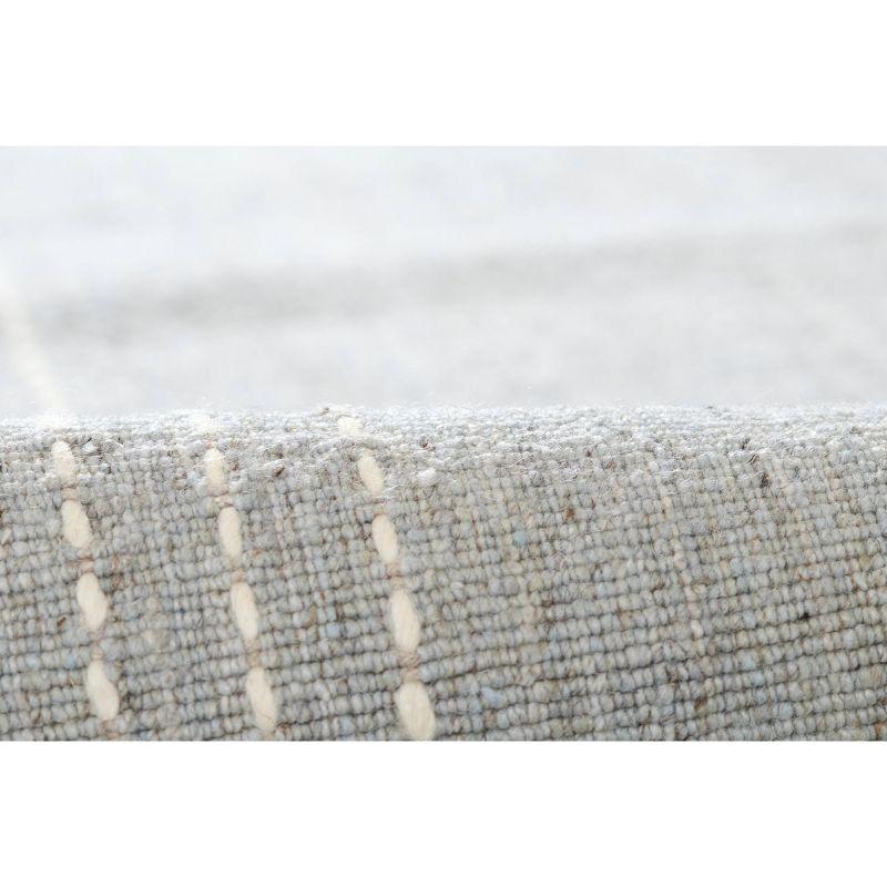 Momeni 3'6"x5'6" Oliver Striped Border Handloomed Area Rug Light Blue: Geometric Wool & Polyester, Low Pile, Indoor Use