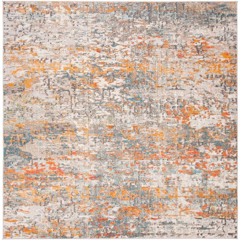 Madison Abstract Gray/Orange Area Rug