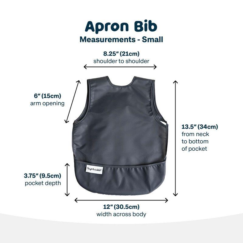 Tiny Twinkle 2-Pack Mess-Proof Apron Toddler Bib w/Tug-Proof Closure and BPA-Free (Sage Charcoal, Small 6-24 Months)