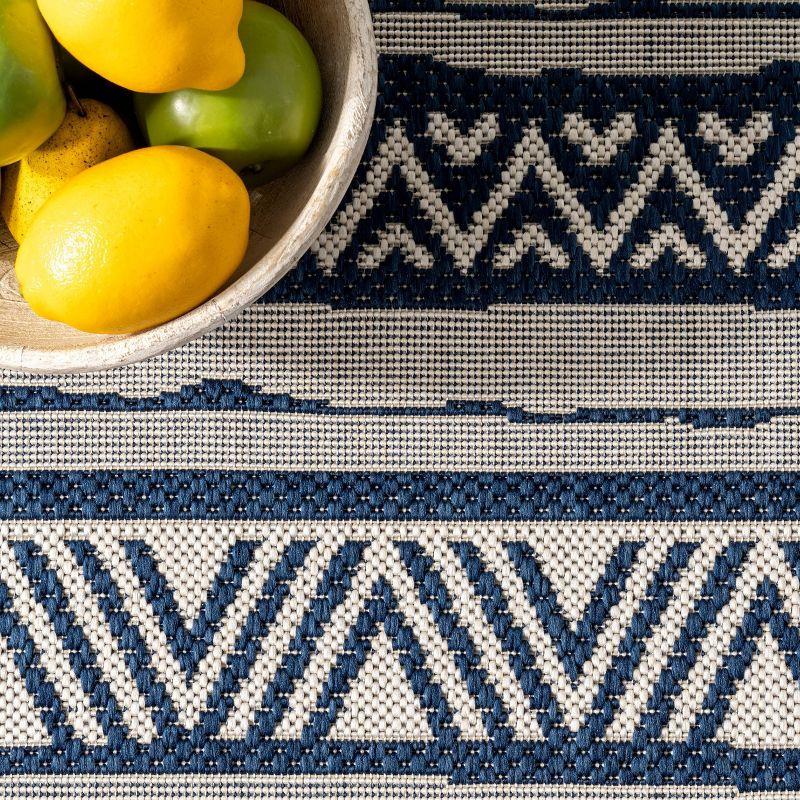 8'x10' Abbey Geometric Striped Indoor and Outdoor Area Rug Navy - nuLOOM: Low Pile, Polypropylene & Polyester