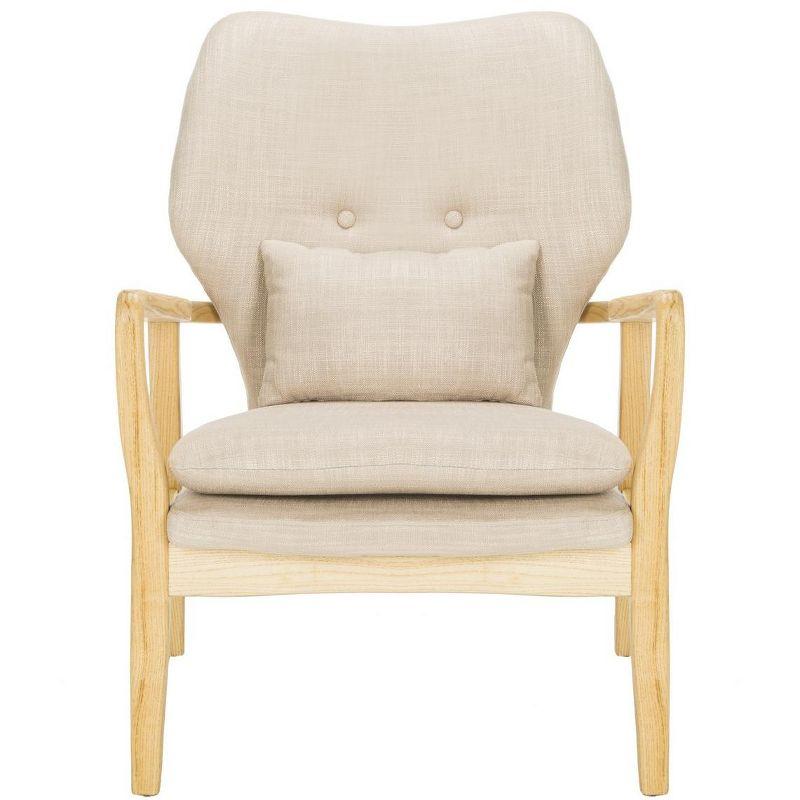 Tarly Beige Natural Elm Wood Transitional Arm Chair