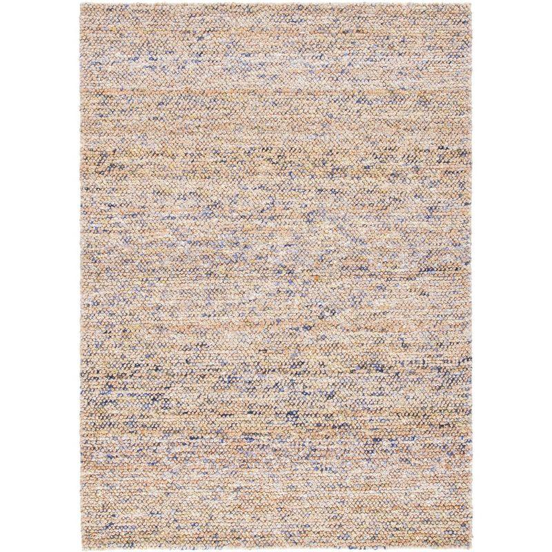 Eco-Friendly Hand-Knotted Natural & Purple Wool Square Rug