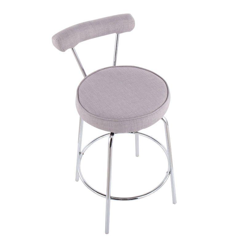 Contemporary Chrome 20" Swivel Counter Stool in Light Grey