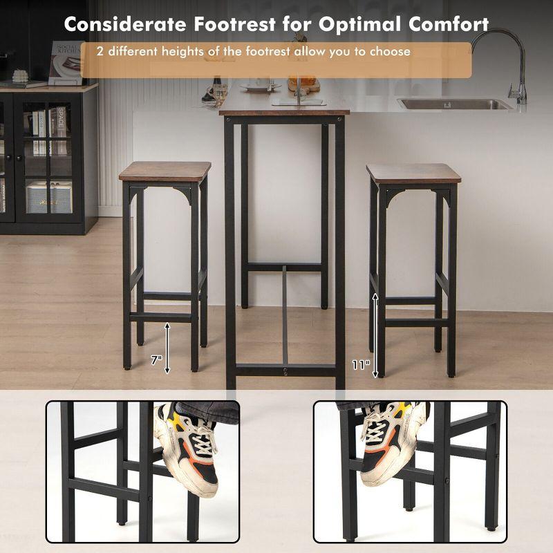 Tangkula Set of 2 Industrial Bar Stools 28" Kitchen Breakfast Bar Chairs Rustic Brown