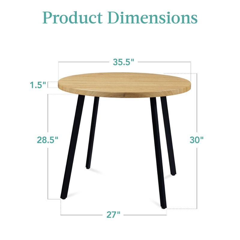 Best Choice Products 35.5in Mid-Century Modern Round Dining Table w/ Steel Legs, Adjustable Feet