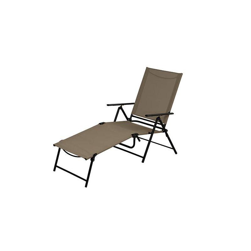 Living Accents Black Steel Frame Tan Sling Lounge Chair