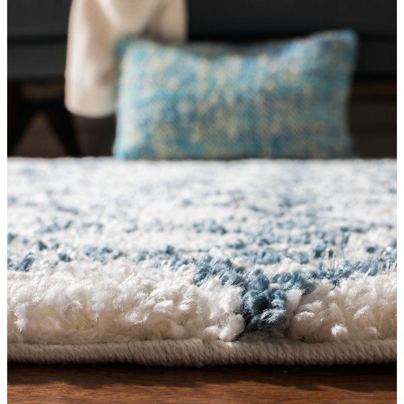 Berber Fringe Shag BFG519 Power Loomed Indoor Runner Rug - Cream/Blue - 2'2"x10' - Safavieh