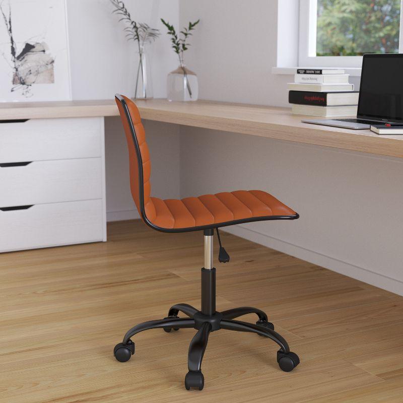 Merrick Lane Home Office Chair Ergonomic Executive Ribbed Low Back Armless Computer Desk Chair - Base, Frame & Border