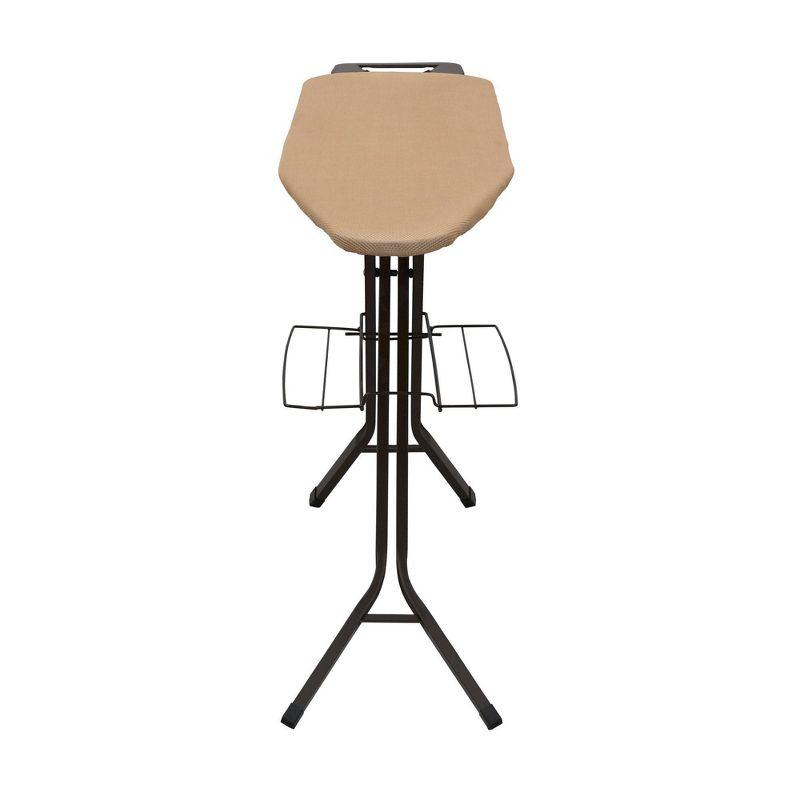 Household Essentials Ironing Center Mesh Steel Top Bronze: Adjustable Non-Slip Ironing Board with Iron Rest