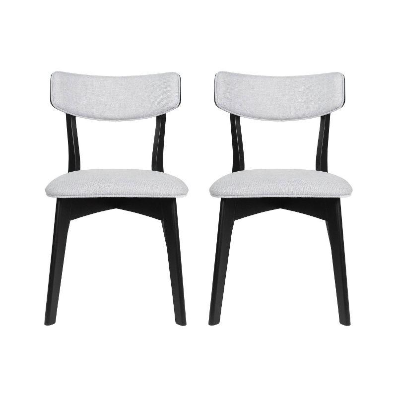 Chazz Light Gray Upholstered Dining Chairs with Matte Black Wood Frame