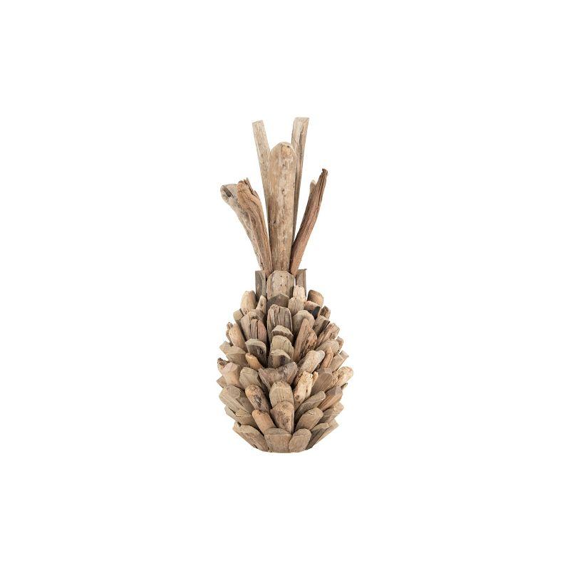 Driftwood Pineapple Decorative Sculpture (7.75"x16.5") - Storied Home: Unique Bohemian Style, Indoor Summer Accent