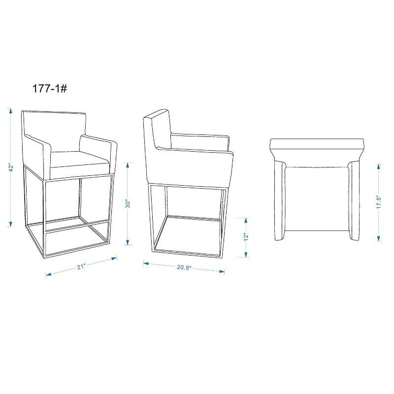 Ambassador Upholstered Metal Barstool - Manhattan Comfort