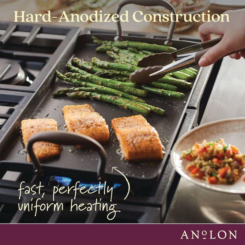 Anolon Advanced Home 10"x18" Double Burner Griddle Bronze: Nonstick, Hard Anodized, Oven-Safe, Silicone Handle