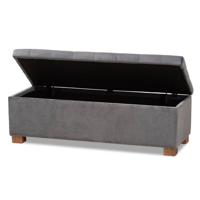 Roanoke Velvet Upholstered Grid Tufted Storage Ottoman Bench - Baxton Studio