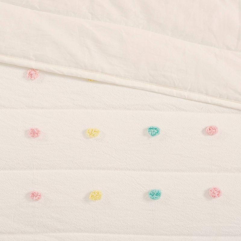 Intelligent Design Kids Callie Pom Pom Cotton Jacquard Quilt Set with Throw Pillows