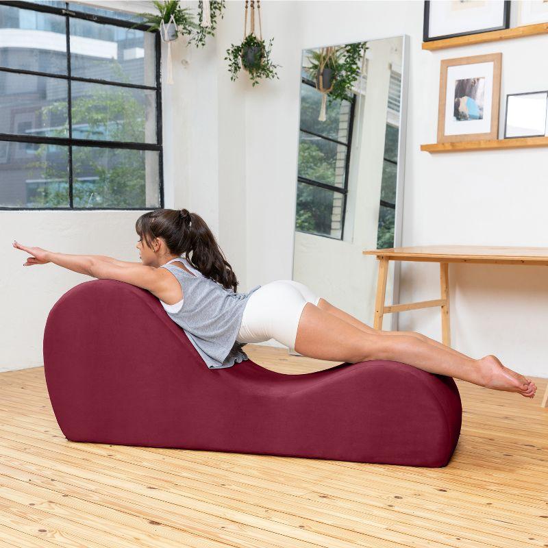 Avana Sleek Chaise Lounge for Yoga - Made in The USA - Great for Stretching, Relaxation, Exercise & More, 60D x 18W x 26H Inch, Red