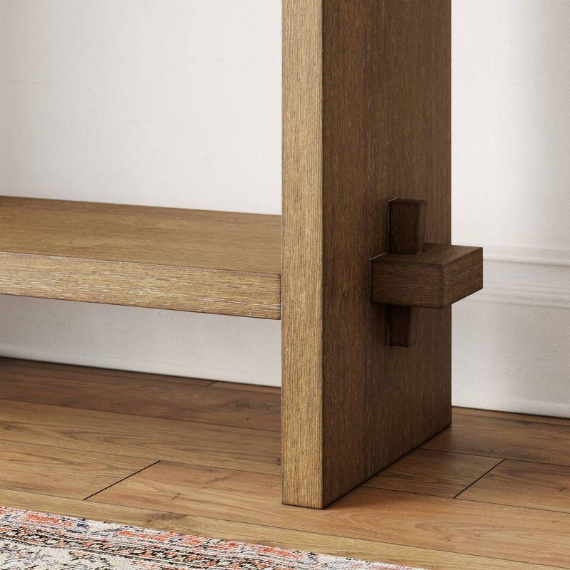 Nathan James Console Sofa Table Brushed Light Brown: Entryway Table with Charging Station, 40in Width