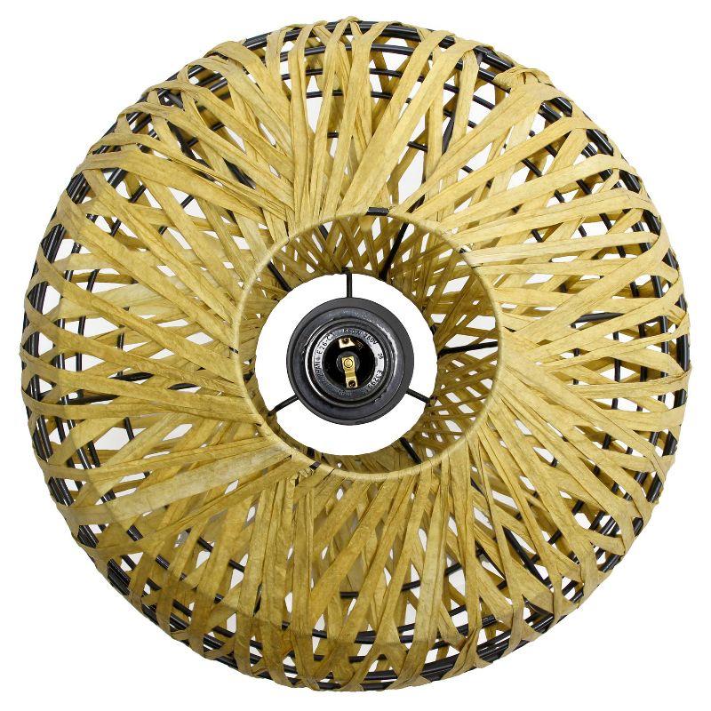 1-Light 11.38" Bohemian Farmhouse Coastal Woven Paper Shade Pendant Beige - Lalia Home: UL Listed, Adjustable Cord