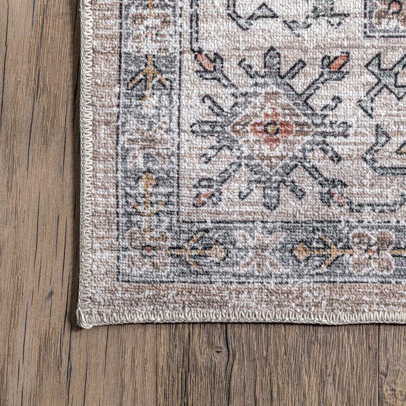Nuloom Finley Pet Friendly Machine Washable Vintage Distressed Area Rug, 4' x 6', Beige