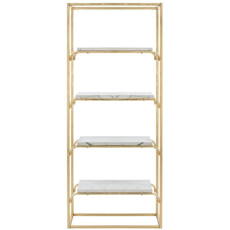 Fiora 4-Tier Etagere - Gold Foil/Faux White Marble - Safavieh