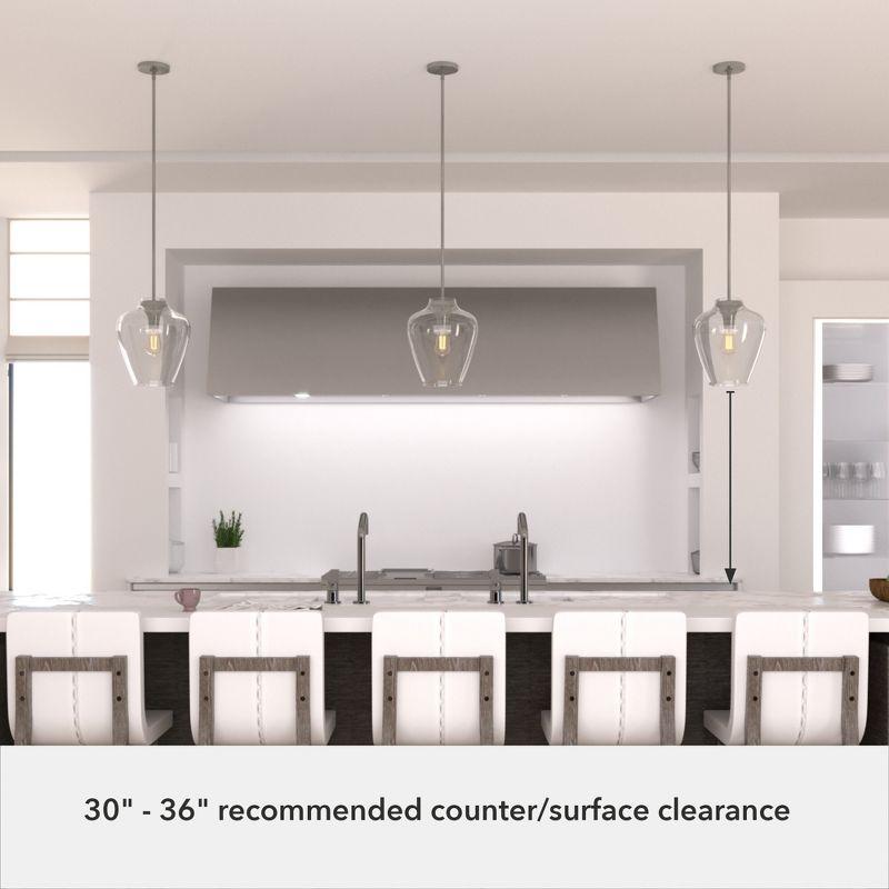 Hunter Fan 1-Light Vidria Pendant Brushed Nickel: Modern Glass Ceiling Fixture, UL Listed, Adjustable Height