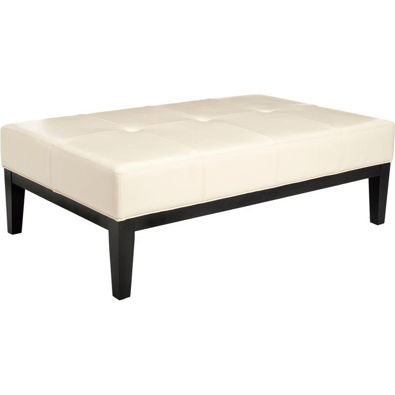 Elegant White Tufted 48" Transitional Cocktail Ottoman