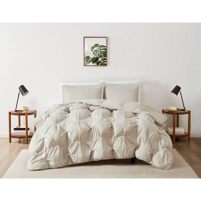 Beige Full Microfiber Cloud Puffer Comforter Set