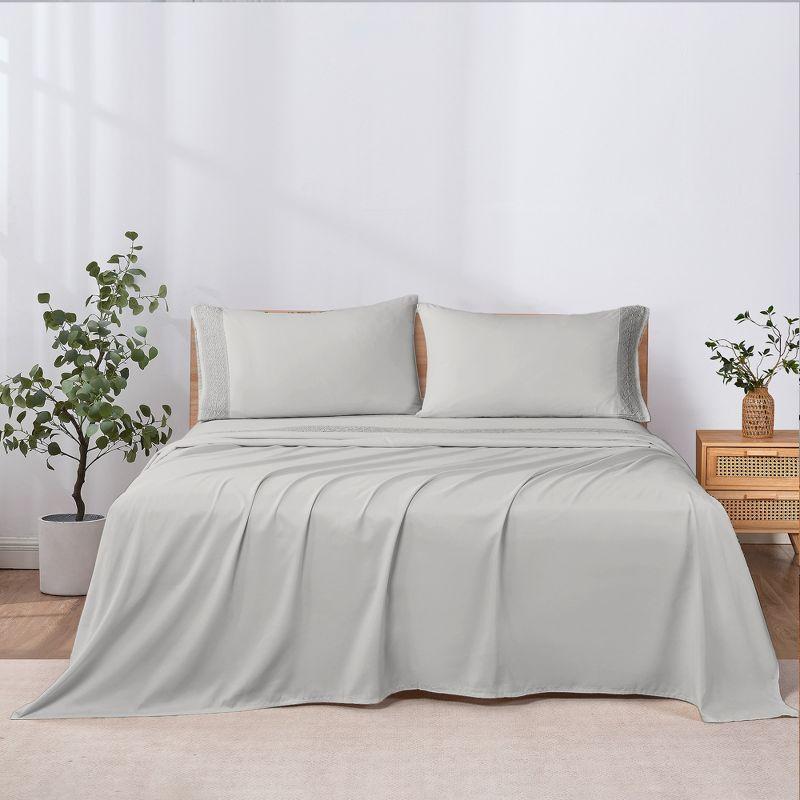 Modern Threads Modern Threads 4 Piece Microfiber Sheet Set – Soft Cooling Bed Sheets with Crochet Lace – Deep Pocket, Wrinkle Free, Breathable, Hotel Luxury Bedding