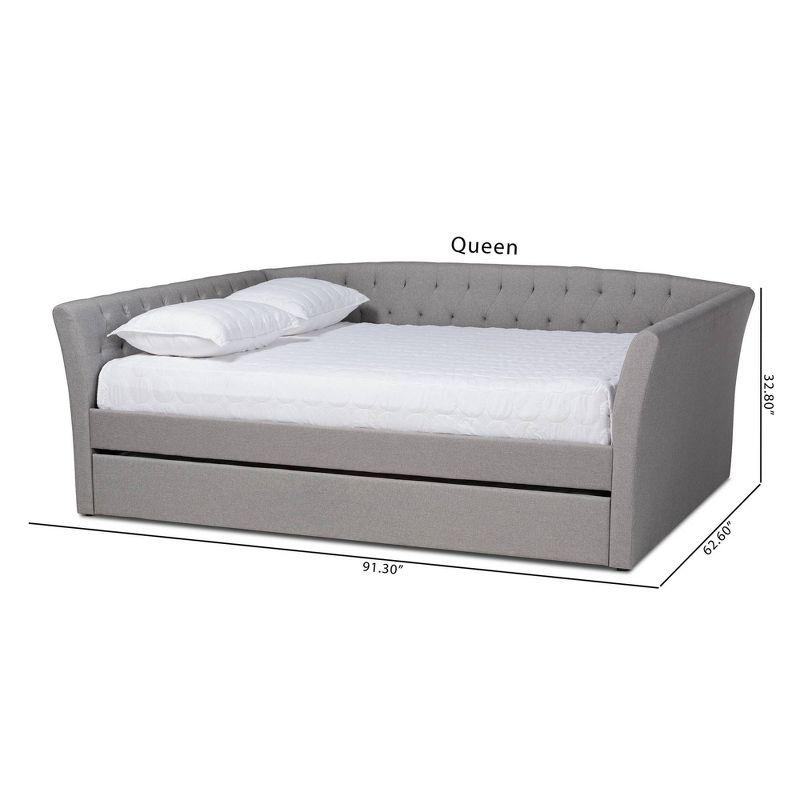 Full Gray Upholstered Wood Frame Daybed with Trundle