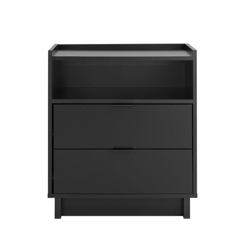 Prepac 23.75" Wide Simply Modern 2 Drawer Nightstand Black