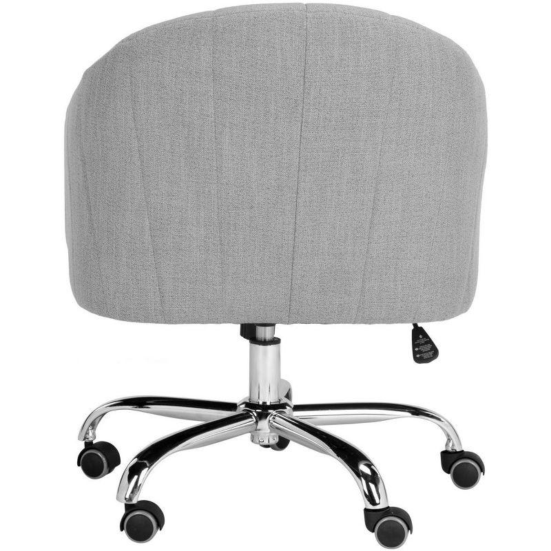 Gray Linen Transitional Swivel Office Chair with Chrome Legs